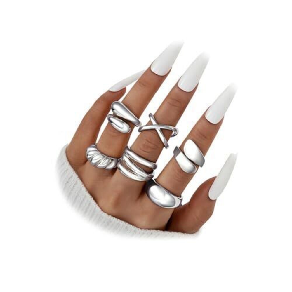 3250 Chunky Silver Rings Non Tarnish 18K Gold Plated Stackable Thumb Ring